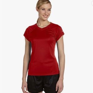 Champion Women's Essential Double Dry V-Neck Tee Size M EUC